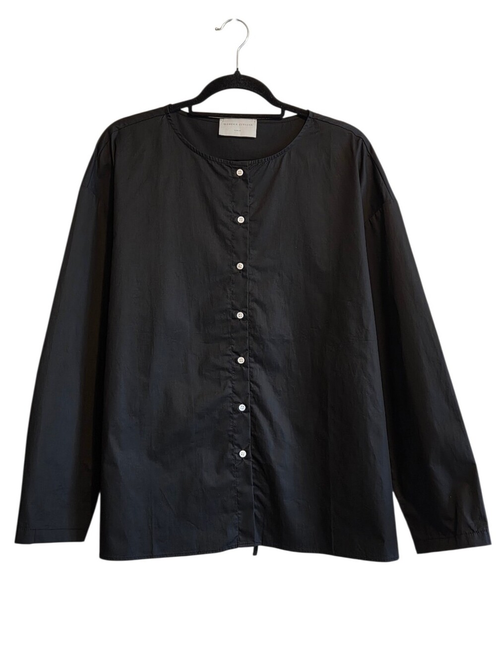 Modern Citizen Black Cotton Poplin Long Sleeves Button Front Top Sz L Minimalist